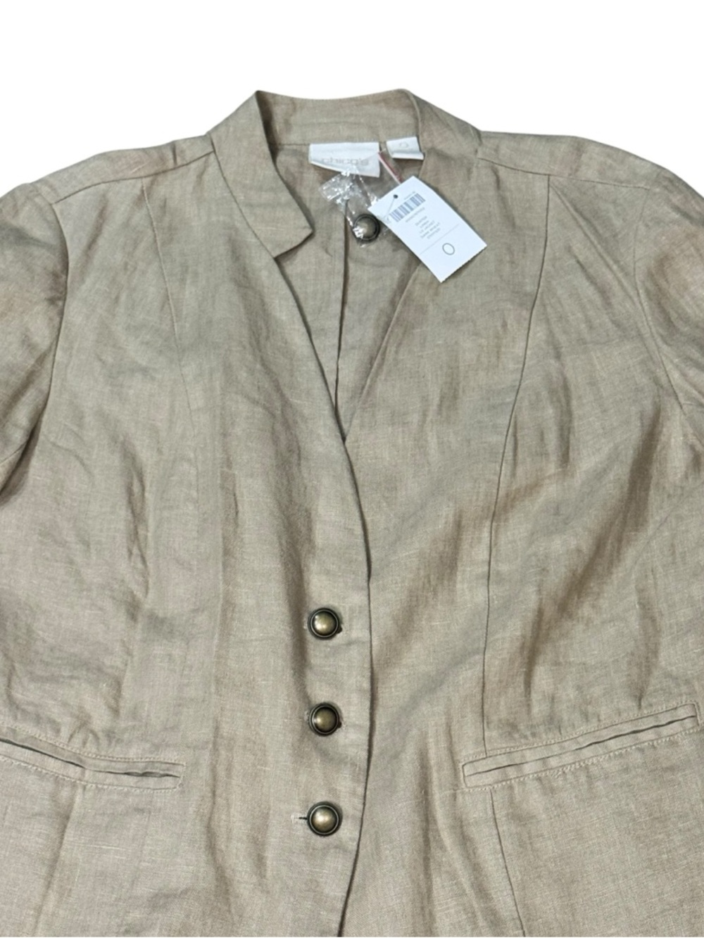 Chico's Beige Longline Blazer with Lace Cuffs - Picture 8 of 12